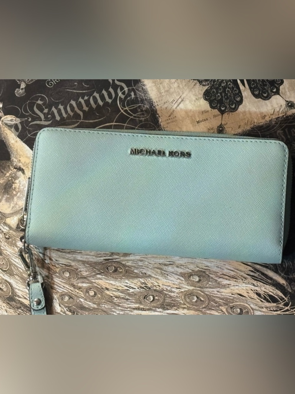 Michael Kors Jet Set Travel Zip Around Wallet – Mint Green Saffiano Leather